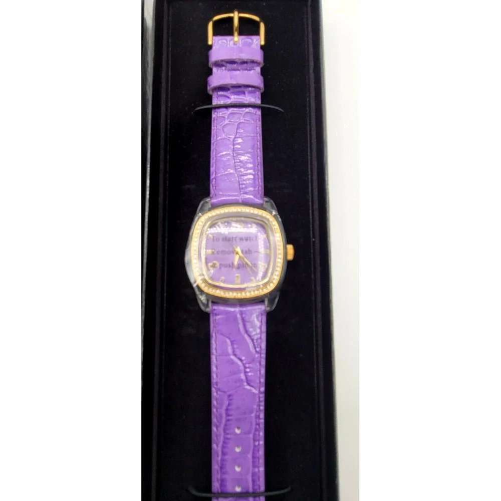 JOAN RIVERS PURPLE  Band‎  WATCH CLEAR CRYSTALS NEW IN QVC BOX